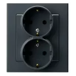 SONATA Gniazdo podwójne z uziemieniem schuko kompletne z ramką - kolor szary grafit