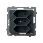 SONATA Gniazdo potrójne EURO z przesłonami torów prądowych - kolor szary grafit