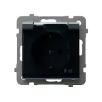 SONATA Gniazdo bryzgoszczelne z uziemieniem schuko IP-44 wieczko przezroczyste - kolor szary grafit