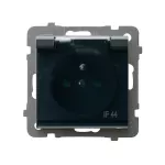 SONATA Gniazdo bryzgoszczelne z uziemieniem IP-44 z przesłonami torów prądowych wieczko przezroczyste - kolor szary grafit