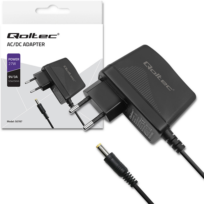 Qoltec Zasilacz wtyczkowy 27W | 9V | 3A | 5.5*2.5
