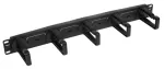Poziomy organizer kabli BKT 19", 1U, czarny RAL 9005, z tworzywa sztucznego o podwyższonej elastyczności