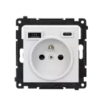 Simon 55 WMDW-001114-114 Gniazdo wtyczkowe z zintegrowaną ładowarką USB C+A (moduł), 2.1 A, 5 V DC, 230 V; Jasnoszary mat