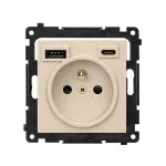 Simon 55 WMDW-001114-144 Gniazdo wtyczkowe z zintegrowaną ładowarką USB C+A (moduł), 2.1 A, 5 V DC, 230 V; Szampański mat