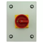 P1-40/SE1/SVB/HI11 Rozłącznik ZAŁ-WYŁ, 3 bieg.+1NO+1NC, 40A, w obudowie ze stali, pokrętło czerwono-żółte z blokadą na kłódkę