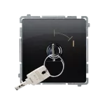 Simon Basic WMUL-0K01Px-Y011 Łącznik chwilowy jednobiegunowy z kluczem, 2 pozycyjny, „0-I” styk N/O. Możliwość wyjęcia klucza tylko w pozycji 0; czarny