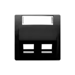 Simon Basic WMUK-P2xP0x-Y013 Pokrywa gniazd teleinformatycznych na wkłady RJ typu: Panduit, skośna podwójna z polem opisowym. Montaż do puszki na wkręty; czarny