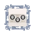 Simon 10 WC-ASK2Fxx-01-41xx Gniazdo antenowe satelitarne podwójne SAT-SAT-RTV (moduł), 1x wejście: 5 MHz-2,4 GHz; kremowy