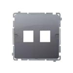 Simon Basic WMUK-P10000-4013 Pokrywa gniazd teleinformatycznych na Keystone płaska podwójna. Montaż na łapki lub wkręty; srebrny mat