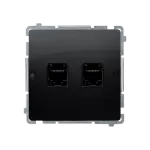 Simon Basic WMUT-0320x2-Y011 Gniazdo telefoniczne RJ11 podwójne (moduł). Montaż gniazda na wkręty do puszki; czarny