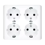 Simon 54 WMEW-22411N-101 Gniazdo poczwórne Schuko natynkowe z przesłonami torów prądowych wersja skandynawska 16A, 250V~, szybkozłącza; biały