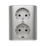 Simon 54 WMEW-12211C-043 Gniazdo podwójne Schuko podtynkowe z przesłonami torów prądowych wersja skandynawska 16A, 250V~, szybkozłącza; srebrny mat