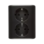 Simon 54 WMEW-12211C-048 Gniazdo podwójne Schuko podtynkowe z przesłonami torów prądowych wersja skandynawska 16A, 250V~, szybkozłącza; antracyt