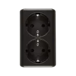 Simon 54 WMEW-22211N-048 Gniazdo podwójne Schuko natynkowe z przesłonami torów prądowych wersja skandynawska 16A, 250V~, zaciski śrubowe; antracyt