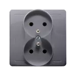 Simon Basic WMUW-10210x-4011 Gniazdo wtyczkowe z uziemieniem podwójne, monoblok, 16A, 250V~, zaciski śrubowe; srebrny mat Kompletne - nie do ramek