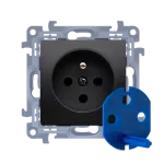 Simon 10 WC-GD1xxxx-01-49xx Gniazdo DATA z kluczem uprawniającym (moduł) 16A, 250V~, zaciski śrubowe; czarny