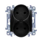 Simon 10 WC-G2Mxxxx-01-49xx Gniazdo wtyczkowe bez uziemienia podwójne (moduł) 16A, 250V~, zaciski śrubowe; czarny