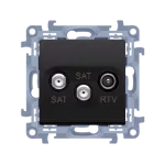 Simon 10 WC-ASK2xxx-01-49xx Gniazdo antenowe satelitarne podwójne SAT -SAT -RTV (moduł), 1x wejście: 5 MHz-2,4 GHz; czarny