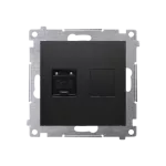 Simon 54 WMDK-0610xx-049 Gniazdo komputerowe pojedyncze RJ45 kategoria 6 z przesłoną przeciwkurzową (moduł); czarny