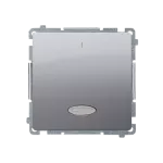 Simon Basic WMUL-021xxx-4011 Łącznik dwubiegunowy z podświetleniem LED (moduł) 10AX, 250V~, szybkozłącza; srebrny mat