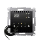 Simon 54 WMDR-14xxx1-049 Regulator temperatury z wyświetlaczem z czujnikiem zewnętrznym (moduł) 16(2) A, 230V~; czarny W komplecie czujnik zewnętrzny (sonda)