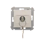 Simon 54 WMDL-0K01Px-011 Łącznik na kluczyk chwilowy – przycisk (moduł) 2 pozycyjny „0-I” styk N/O, 5 A, 250~. Możliwość wyjęcia klucza tylko w pozycji 0; biały