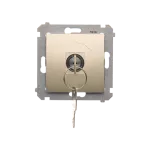 Simon 54 WMDL-0K01Px-044 Łącznik na kluczyk chwilowy – przycisk (moduł) 2 pozycyjny „0-I” styk N/O, 5 A, 250~. Możliwość wyjęcia klucza tylko w pozycji 0; złoty mat