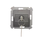 Simon 54 WMDL-0K01Px-048 Łącznik na kluczyk chwilowy – przycisk (moduł) 2 pozycyjny „0-I” styk N/O, 5 A, 250~. Możliwość wyjęcia klucza tylko w pozycji 0; antracyt