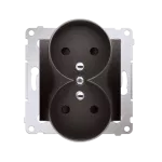 Simon 54 WMDW-00210M-048 Gniazdo wtyczkowe podwójne z uziemieniem z przesłonami (moduł) 16A, 250V~, zaciski śrubowe; antracyt
