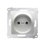 Simon 54 WMDW-00101x-043 Gniazdo wtyczkowe bez uziemienia z przesłonami (moduł) 16A, 250V~, zaciski śrubowe; srebrny mat