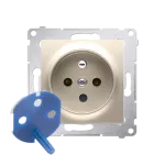 Simon 54 WMDW-01111x-044 Gniazdo DATA z kluczem uprawniającym (moduł) 16A, 250V~, zaciski śrubowe; złoty mat