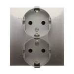 Simon 54 WMDW-12211N-044 Gniazdo Schuko z przesłonami podwójne 16A, 250V~, zaciski śrubowe; złoty mat