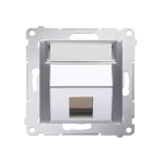 Simon 54 WMDK-P1x2xx-043 Pokrywa gniazd teleinformatycznych na Keystone skośna pojedyncza z polem opisowym (moduł). Montaż na łapki i wkręty; srebrny mat