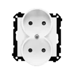 Simon 55 WMDW-00200N-111 Gniazdo wtyczkowe podwójne bez uziemienia z przesłonami (moduł) 16 A, 250 V~, szybkozłącza; Biały mat