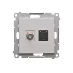 Simon 55 WMDA-12xxxx-143 Gniazdo antenowe typu „F” + RJ45 kat.6 (moduł); Aluminium mat