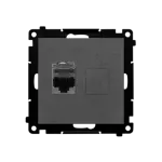 Simon 55 WMDA-P91xx5-116 Gniazdo komputerowe pojedyncze RJ45 kategoria 6, z przesłoną przeciwkurzową (moduł); Grafitowy mat