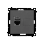 Simon 55 WMDA-P93xx5-116 Gniazdo komputerowe pojedyncze RJ45 kategoria 6, ekranowane z przesłoną przeciwkurzową (moduł); Grafitowy mat