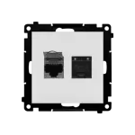 Simon 55 WMDA-P92xx5-114 Gniazdo komputerowe podwójne RJ45 kategoria 6, z przesłoną przeciwkurzową (moduł); Jasnoszary mat