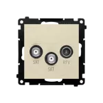 Simon 55 WMDA-021007-144 Gniazdo antenowe satelitarne podwójne SAT-SAT-RTV (moduł). 2x Wejście: 5 MHz÷2,4 GHz; Szampański mat