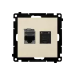 Simon 55 WMDA-P92xx5-144 Gniazdo komputerowe podwójne RJ45 kategoria 6, z przesłoną przeciwkurzową (moduł); Szampański mat