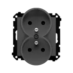 Simon 55 WMDW-00210N-116 Gniazdo wtyczkowe podwójne z uziemieniem z przesłonami (moduł) 16 A, 250 V~, szybkozłącza; Grafitowy mat