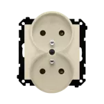 Simon 55 WMDW-00210N-144 Gniazdo wtyczkowe podwójne z uziemieniem z przesłonami (moduł) 16 A, 250 V~, szybkozłącza; Szampański mat