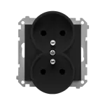Simon 55 WMDW-00210N-149 Gniazdo wtyczkowe podwójne z uziemieniem z przesłonami (moduł) 16 A, 250 V~, szybkozłącza; Czarny mat