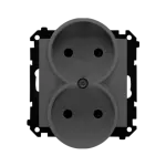 Simon 55 WMDW-00200N-116 Gniazdo wtyczkowe podwójne bez uziemienia z przesłonami (moduł) 16 A, 250 V~, szybkozłącza; Grafitowy mat