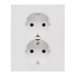Simon 55 WMEW-22411E-114 Gniazdo Schuko z przesłonami podwójne 16 A, 250 V~, zaciski śrubowe; Jasnoszary mat