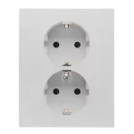 Simon 55 WMEW-22411E-143 Gniazdo Schuko z przesłonami podwójne 16 A, 250 V~, zaciski śrubowe; Aluminium mat