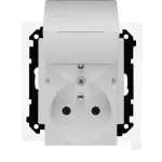Simon 55 WMDW-00200O-114 Gniazdo wtyczkowe podwójne do wersji IP44 z uszczelką (moduł) 16 A, 250 V~, szybkozłącza. Klapka w kolorze pokrywy; Jasnoszary mat