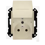 Simon 55 WMDW-00200O-144 Gniazdo wtyczkowe podwójne do wersji IP44 z uszczelką (moduł) 16 A, 250 V~, szybkozłącza. Klapka w kolorze pokrywy; Szampański mat