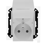 Simon 55 WMDW-00200O-143 Gniazdo wtyczkowe podwójne do wersji IP44 z uszczelką (moduł) 16 A, 250 V~, szybkozłącza. Klapka w kolorze pokrywy; Aluminium mat