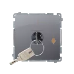 Simon Basic WMUL-0K01Px-J011 Łącznik chwilowy jednobiegunowy z kluczem, 2 pozycyjny, „0-I” styk N/O. Możliwość wyjęcia klucza tylko w pozycji 0; stal inox